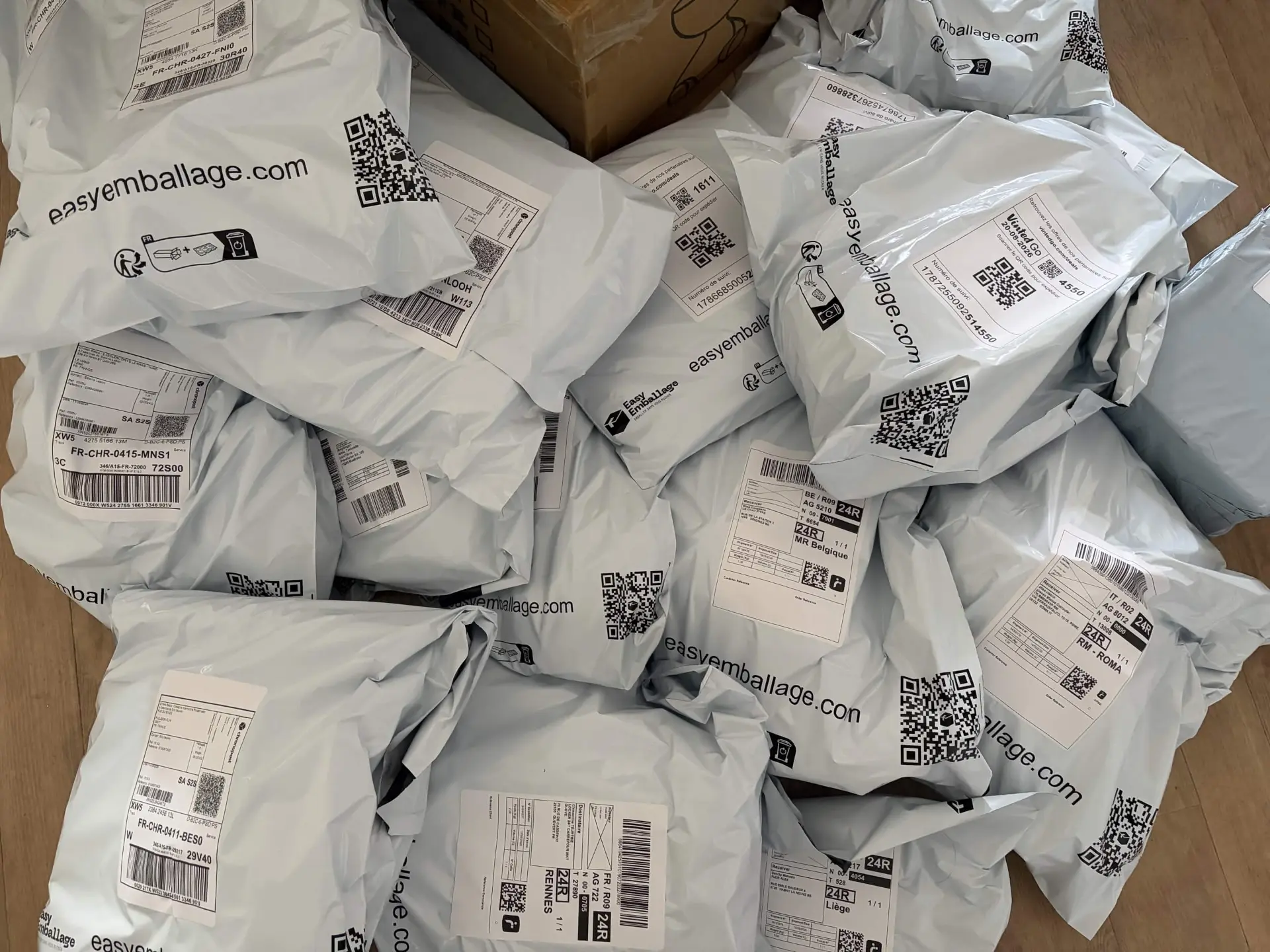 Colis préparés dans la warehouse